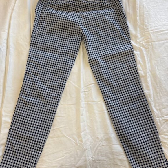 New York & Company Gingham Pull-On Stretch Ankle Pants – Navy & White, Size S - Picture 3 of 5